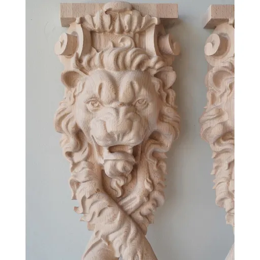 Lion corbel for fireplace hardwood